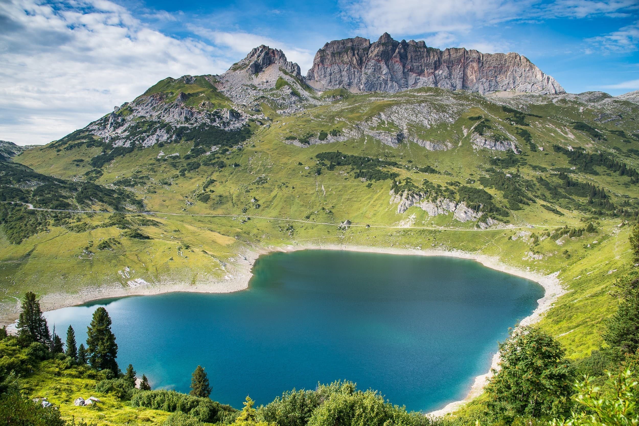 Calm alpine lake landscape for private retreats in Austria
